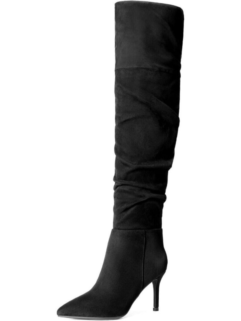 DREAM PAIRS Women's Black-Suede Over the Knee Thigh High Tall Boots Pointed Toe
